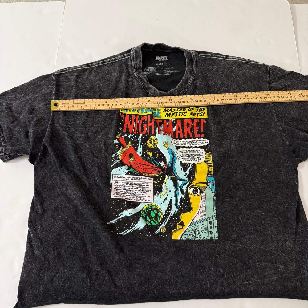 Marvel Dr Strange Comic Graphic Acid Wash Crop Top T-Shirt XL Gray Nightmare - Picture 9 of 13
